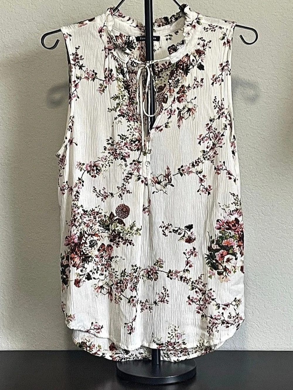 Pink Clover Floral Blouse in White & Pink Size Large Cottagecore Romantic